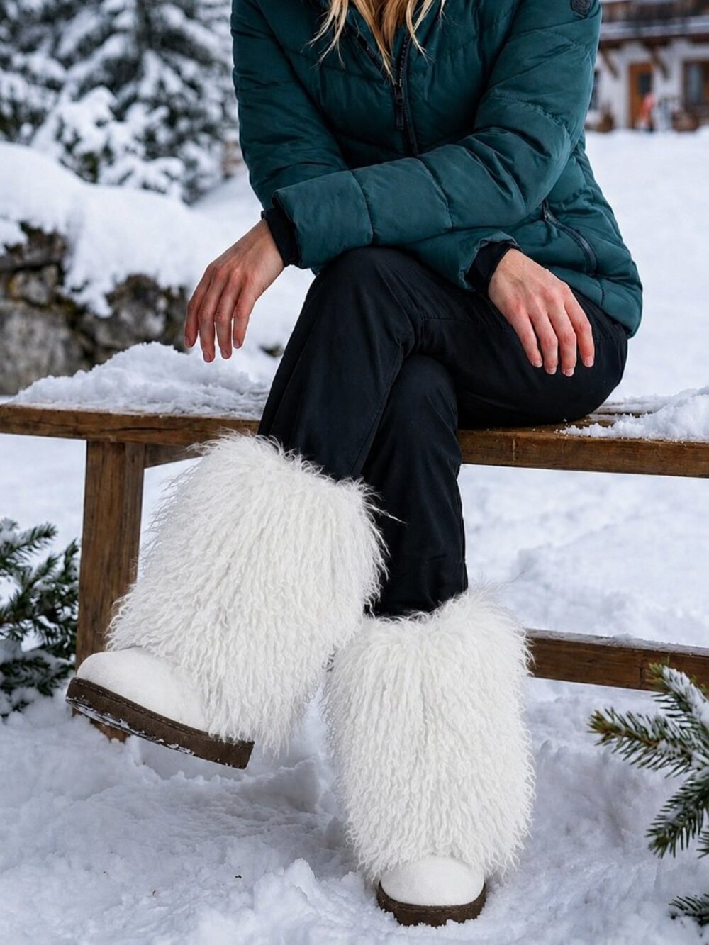 Bearpaw Boetis White Curly Lamb Fur Sheepskin Lined Sherpa Boho Boots 8 NEW